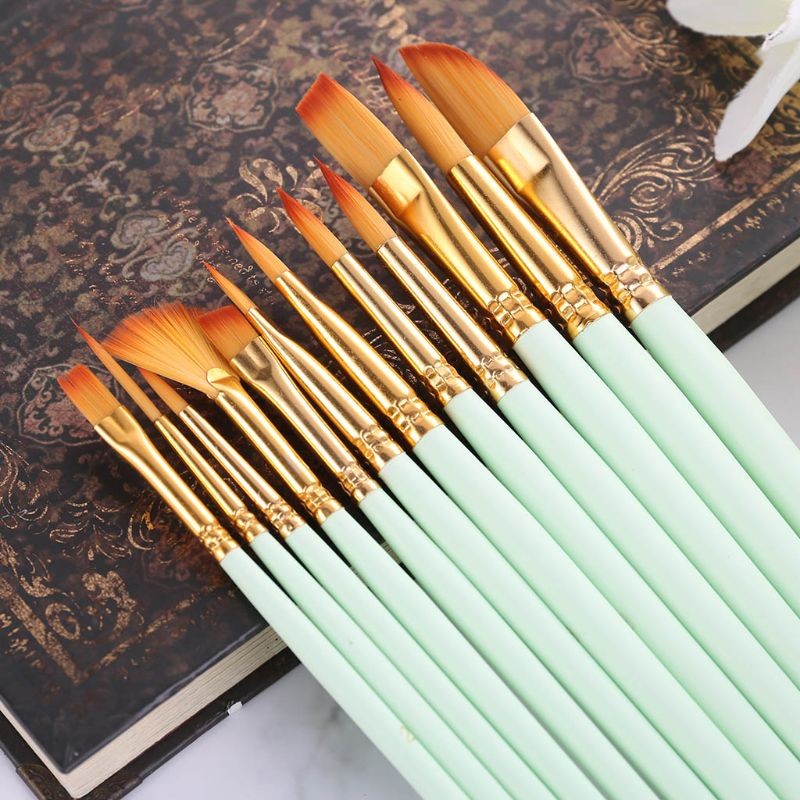 

12 Pcs/Lot Different Size Artist Fine Nylon Hair Paint Brush Set for Watercolor Acrylic Oil Painting Brushes Drawing Art Supplie