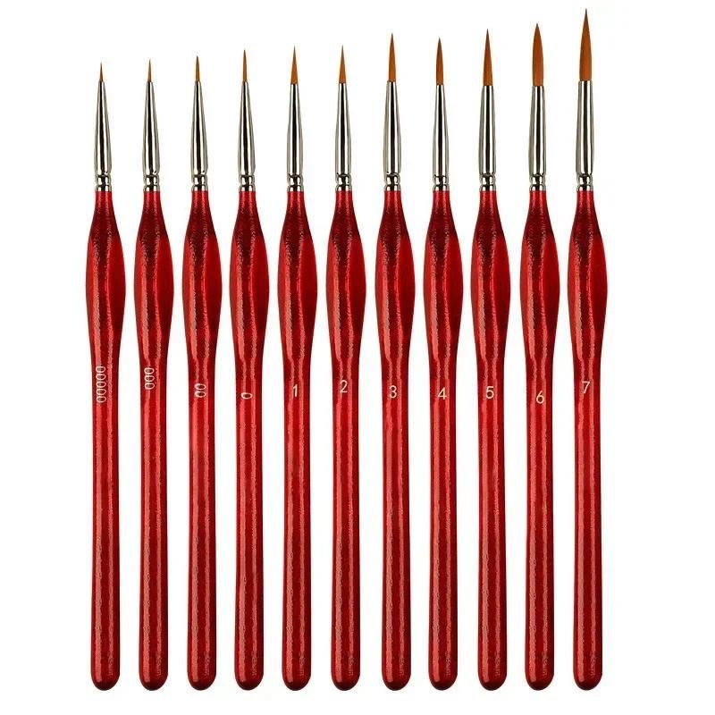 

Professional Detail Paint Brush 11 Sizes Fine Pointed Tip Miniature Brushes for Acrylic Watercolor Oil Drawing Kits
