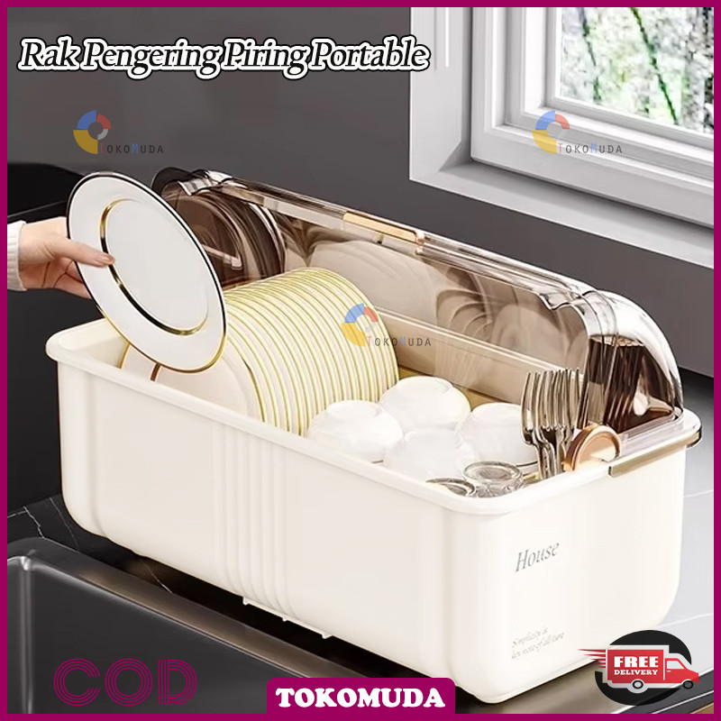 Tomumuda Rak Piring plastik minimalis modern Rak pengering piring rak mangkok rak gelas garpu