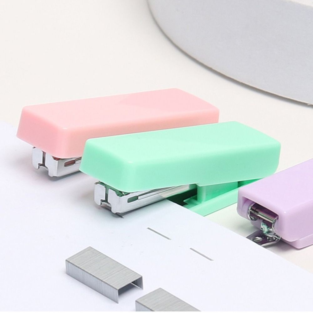 

Portable Candy Color Mini Stapler Metal Bookbinding Supplies Bookbinding Machine Multifunction Small Stapler School Office