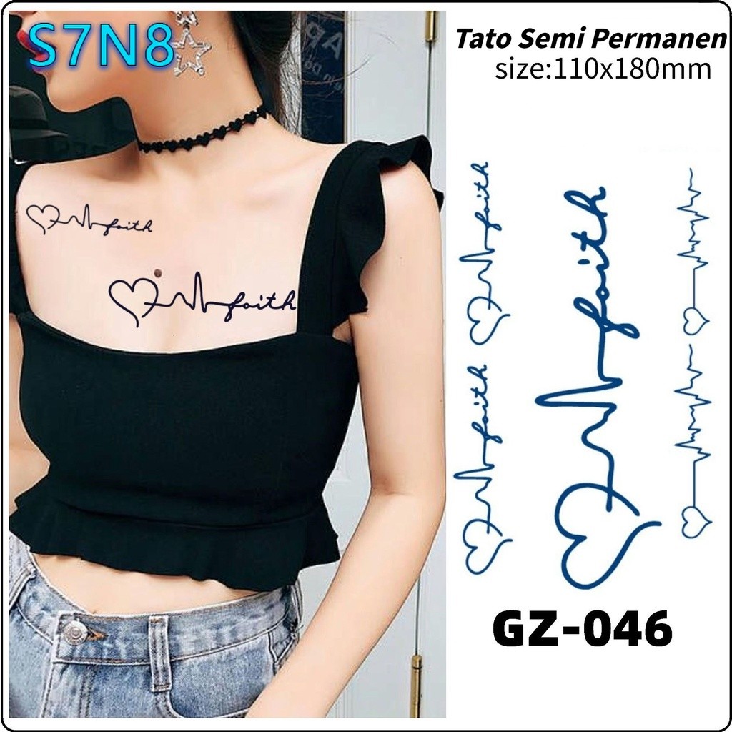 

【Pengiriman 24 jam】Tato Temporer Premium [Non-Toxic & Hypoallergenic] Ukuran 11x18cm - Sticker Body Art Motif Hati & Tulisan Keren Cocok Party/Wedding (Tahan 7 Hari + Bonus Wet Wipes)