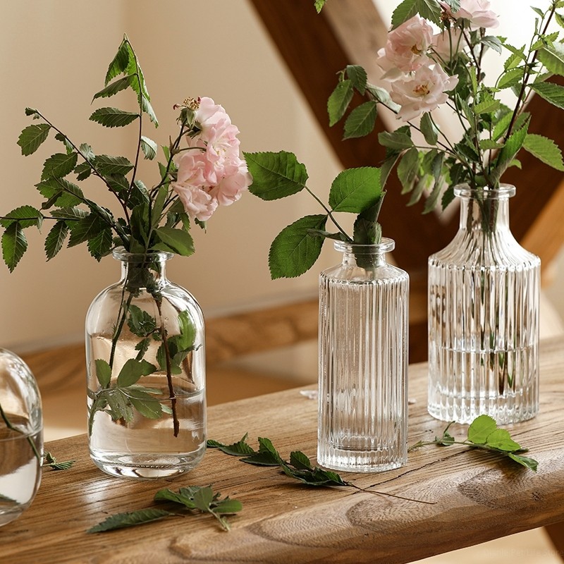 

Mini Transparent Glass Vase Nordic Flower Vase Hydroponic Plant Vase Modern Living Room Glass Ornament Floral Wedding Home Decor