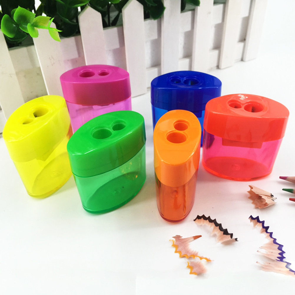 

12 Pcs Bins With Lids Child Pencil Sharpeners For Children Funny Pencil for Children Children's Cute Two Hole with Receptacle