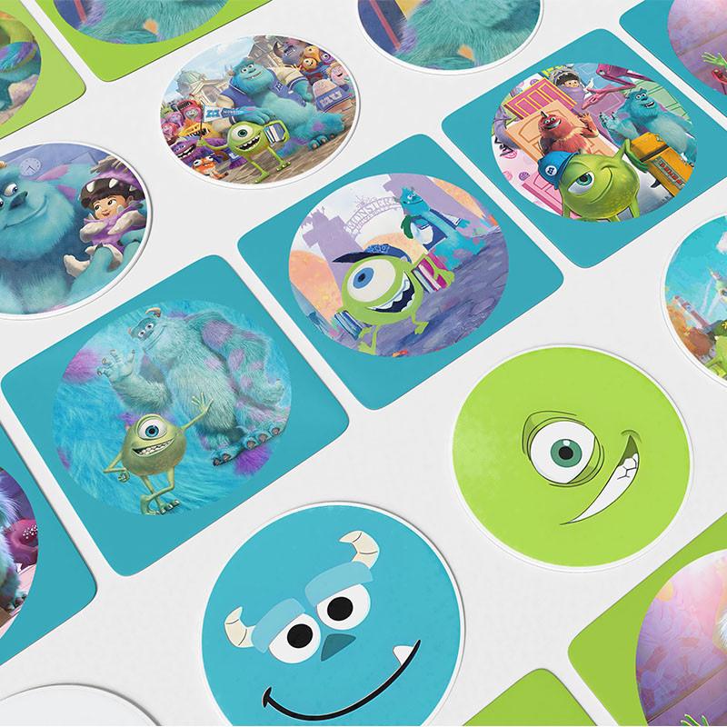 

Disney Cartoon Monsters Inc Stickers for Toy Luggage Laptop Ipad Skateboard Journal Mobile Phone Baby Shower Decor Round Sticker