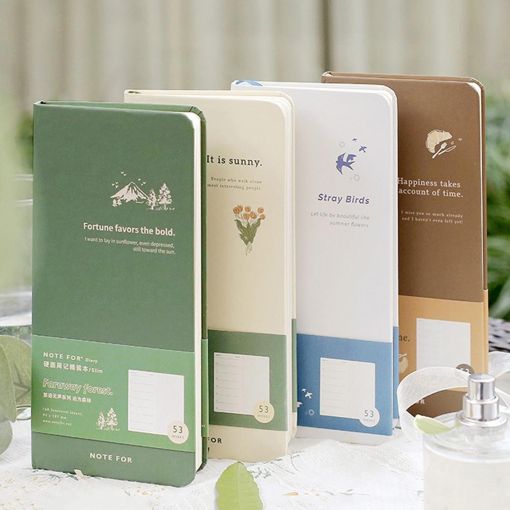 

Weekly Planner 84 Sheets 168 Pages Hardcover Slim Portable Rectangle Mountain Forest Print Scrapbook Notebook Student Supplies