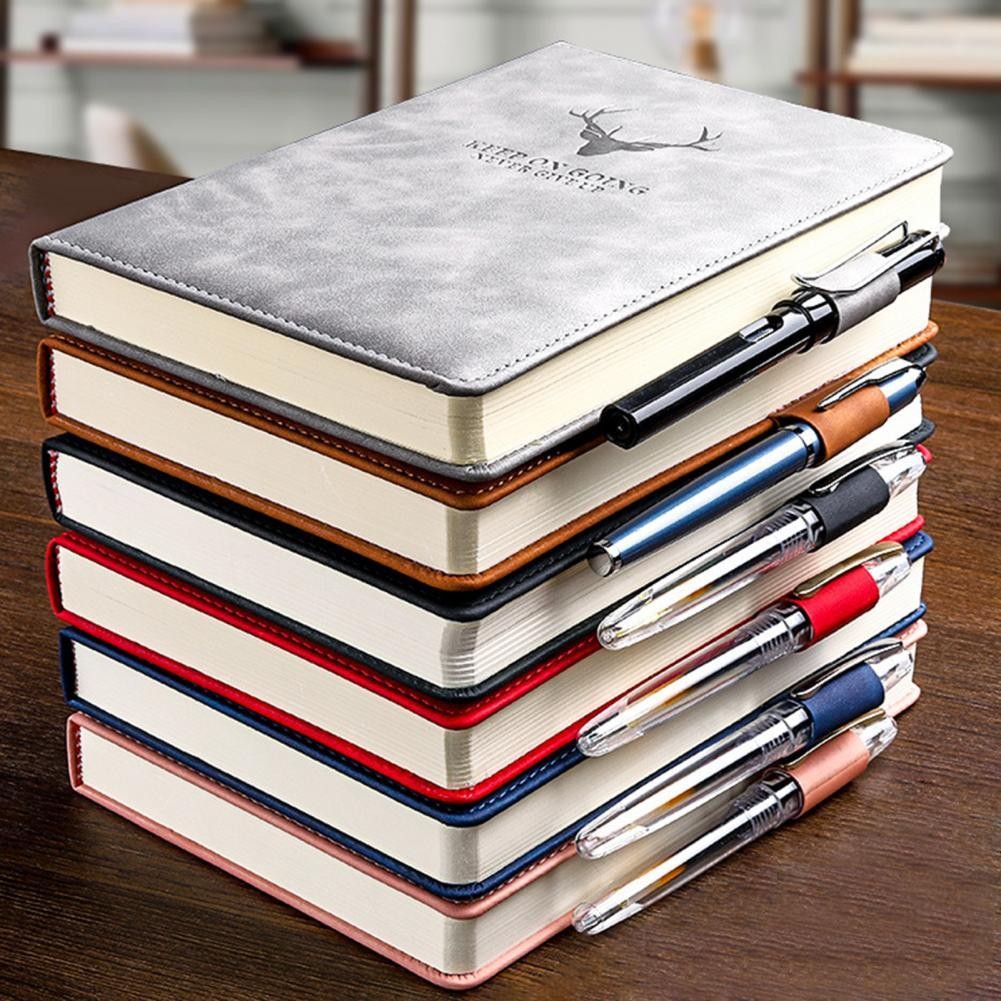 

Notebook 360 Pages A5 Faux Leather Thick Business Notebook Sketch Journal Diary with Pen School Office Supplies