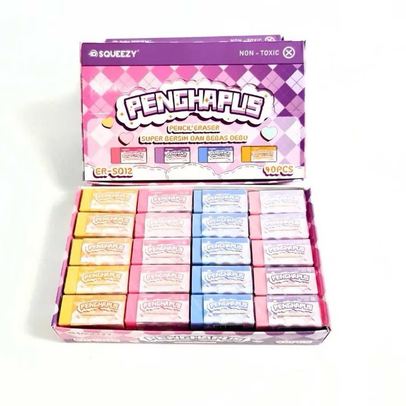 

(Toserba 777) Penghapus SQUEEZY NON TOXIC ER-SQ12 Warna PASTEL isi SATUAN