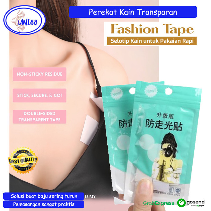 

Perekat Pakaian Transparan Fashion Tape Safety Lem Serbaguna 1Pack isi 36pcs Unisex Double Tape Badan Baju Murah Fashion Tape Double Sided Adhesive