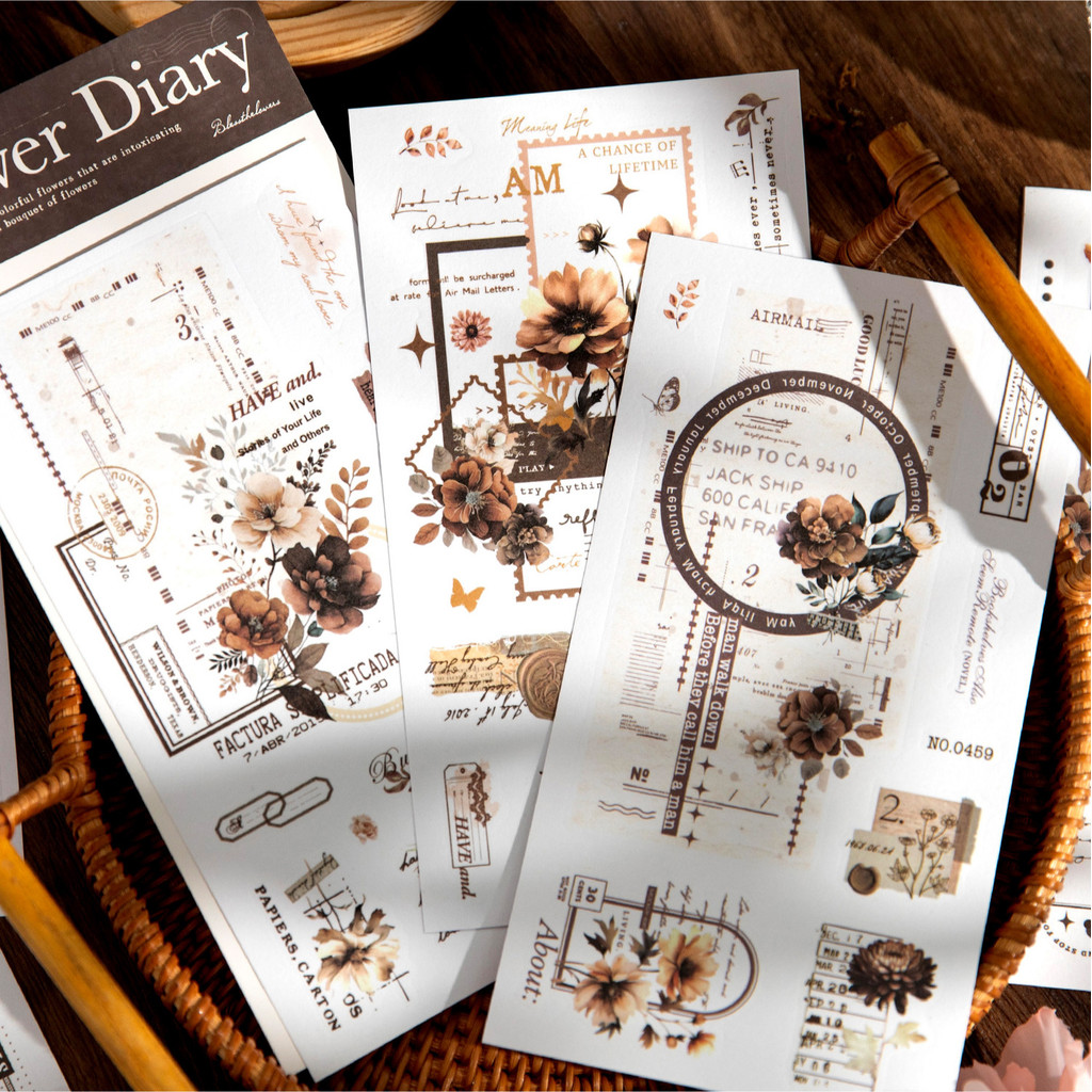 

6pcs Kawaii Stationery Stickers Flower Diary Junk Journal Diary Planner Decorative Mobile Sticker Scrapbooking