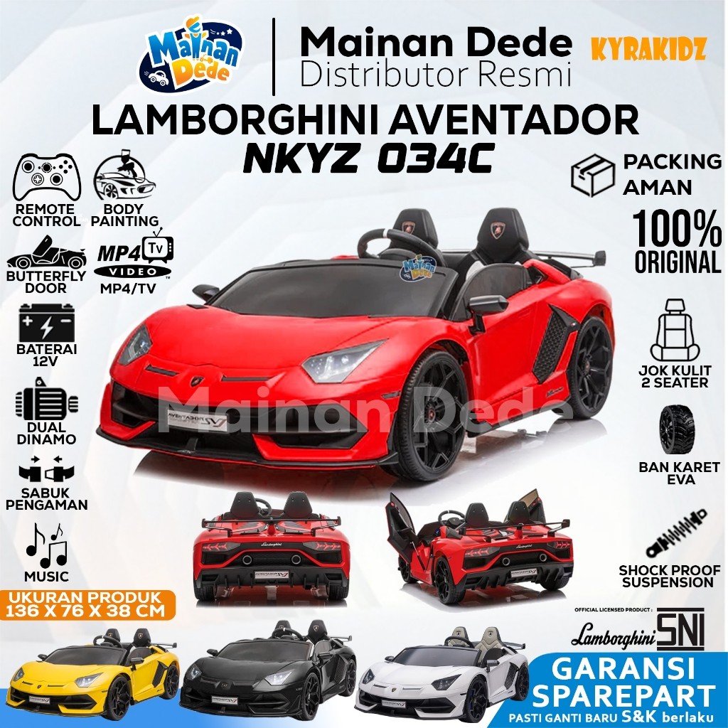 Mainan Mobil Aki Anak Lamborghini Aventador SVJ NKYZ 034C Licensed