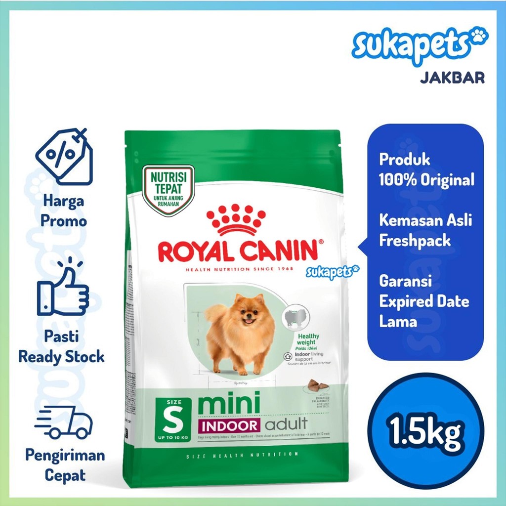 

23bagusmenshop - Royal Canin Mini Indoor Adult 1.5kg Dry Dog Food Makanan Anjing Kecil