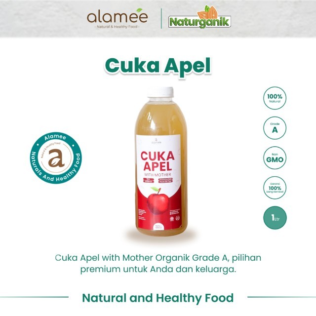 

ALAMEE Cuka Apel With Mother Apple Cider Vinegar Original Organik Sari Buah 1000ml Naturganik