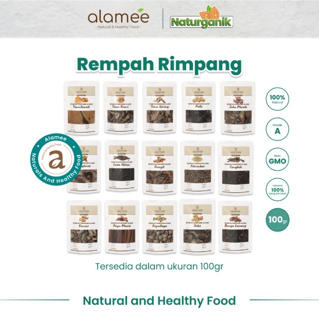 

ALAMEE Rempah Kering Bumbu 100gr Kencur Alang Alang Kayu Secang Bunga Lawang Cengkeh Ketumbar Spice Naturganik