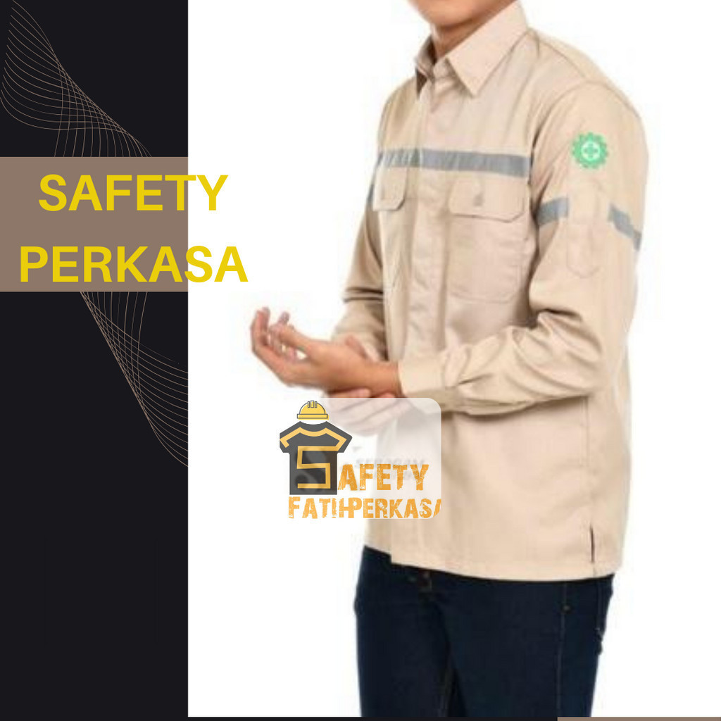Wearpack  Safety Seragam Kerja Proyek Lengan Panjang Warna krem Polos scotlight