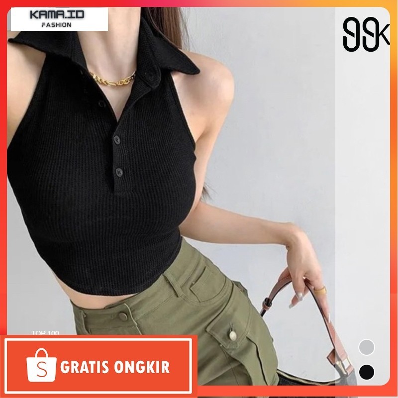 OuterWear / Women Sleeveless Halter Crop Top V-neck Shirt Collar Vest 1692 (S/M/L/XL)