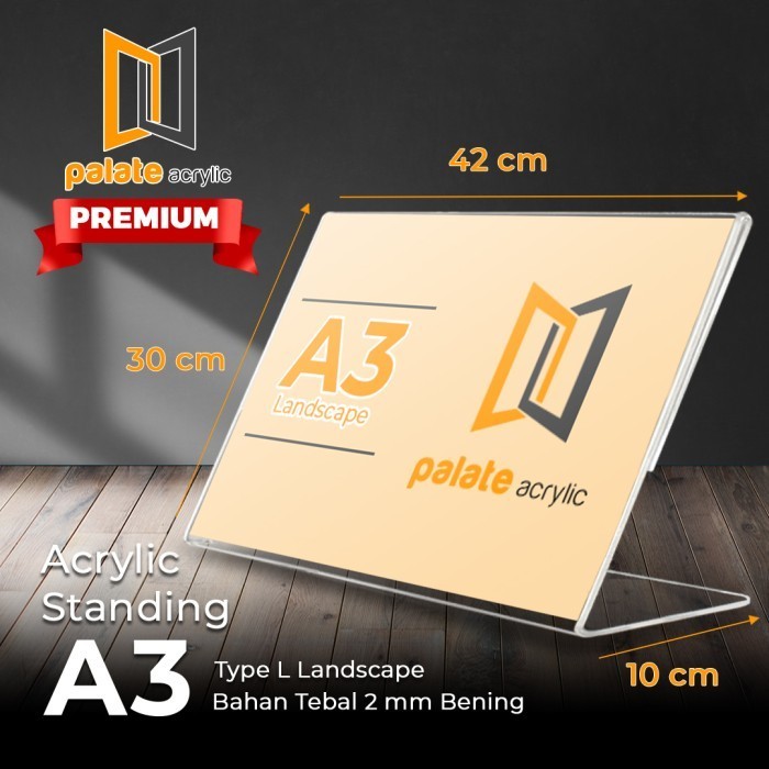 AKRILIK TENT HOLDER A3 L LANDSCAPE - 2MM
