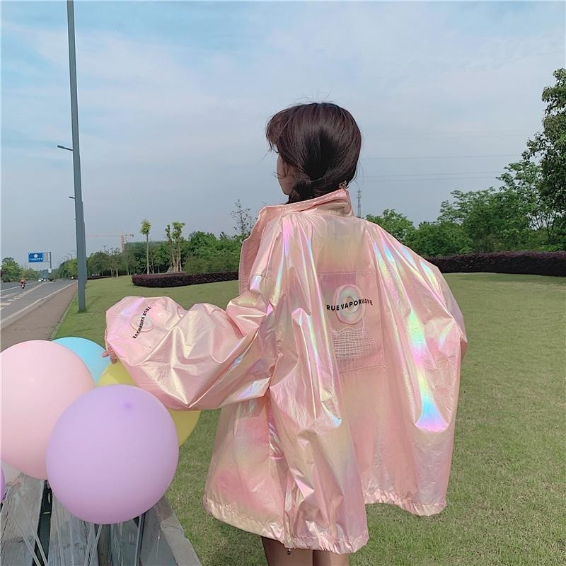 Women's glossy long sleeved casual sunscreen jacket