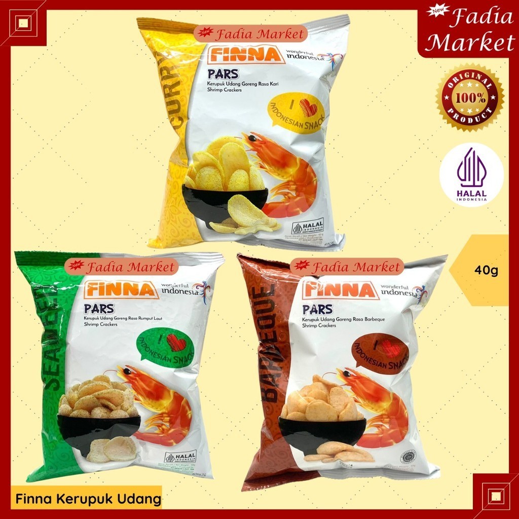 

Finna Kerupuk Udang Shrimp Crackers Barbeque BBQ Curry Kari Seaweed Rumput Laut 40g