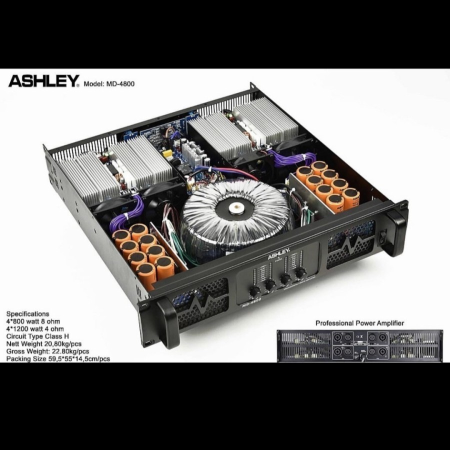 Power Ashley MD4800 Class H 4 Channel MD-4800 Original