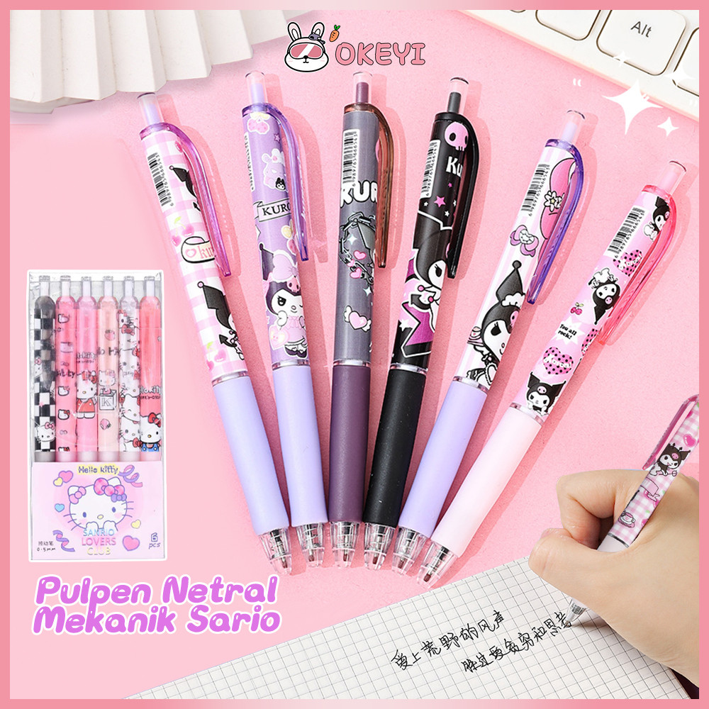 

OKEYI Pulpen gel mekanik lucu pen gel 1set isi 6pcs