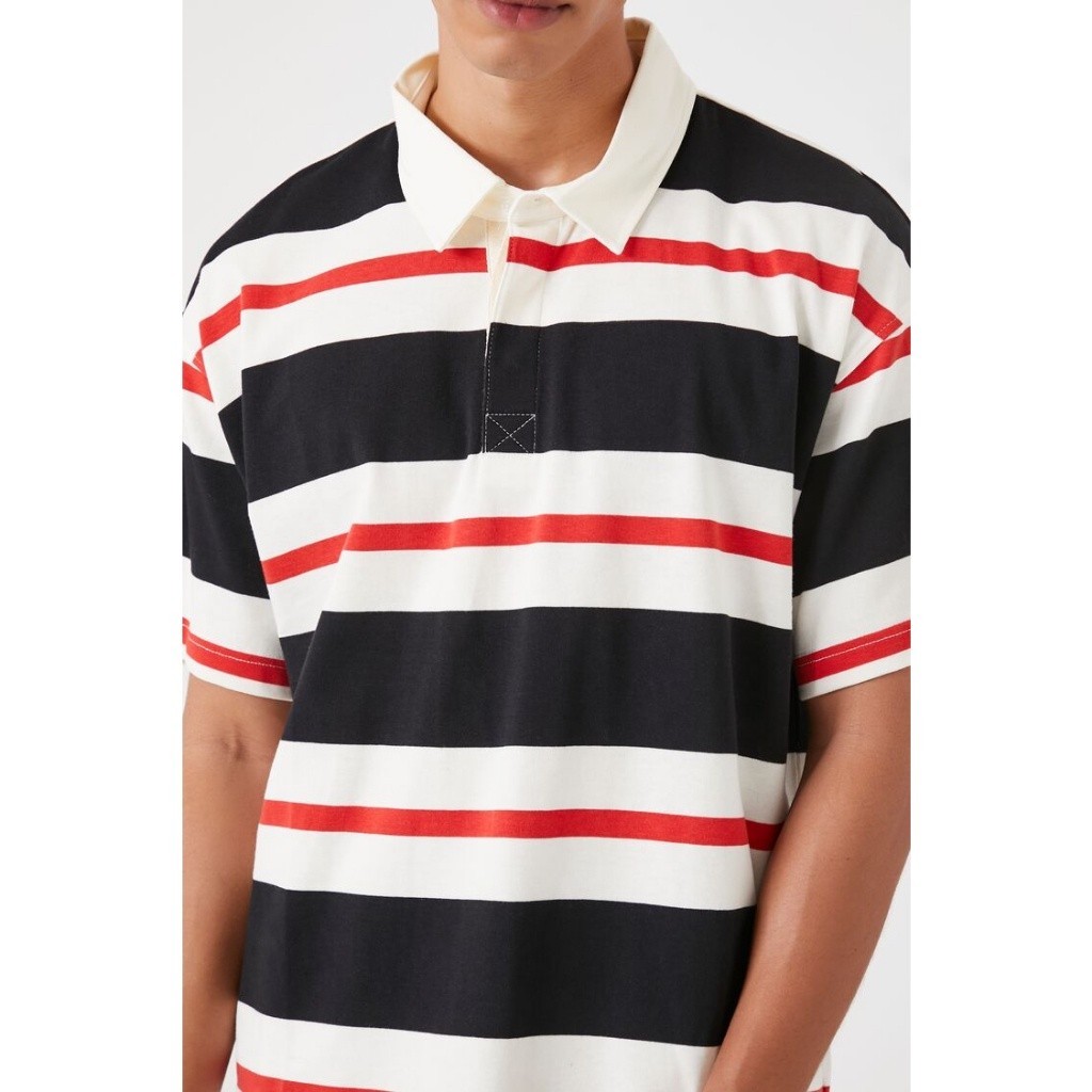 ♞Forever 21 Men's Striped Polo Shirt