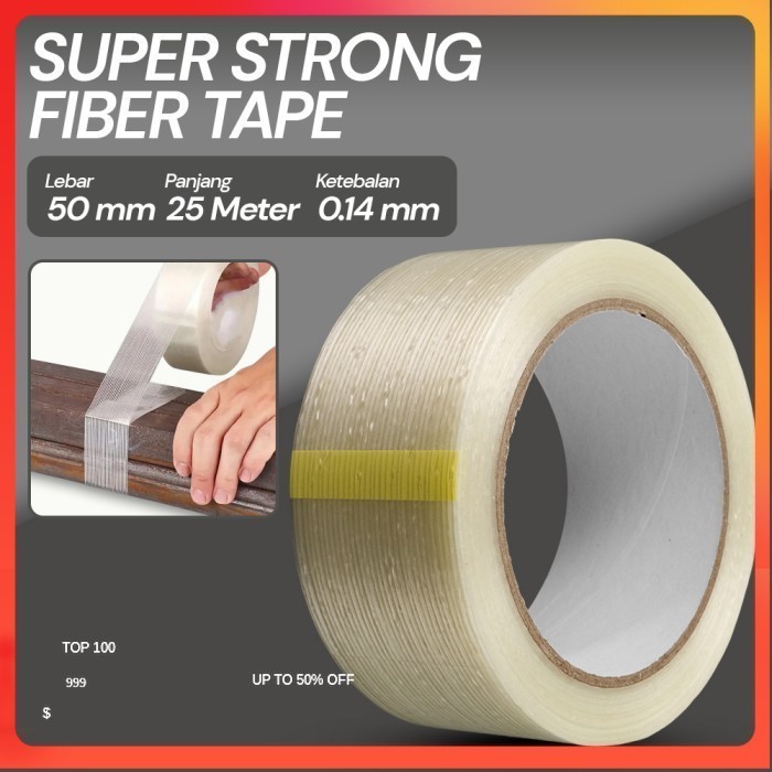 

YX Lakban Super Strong Fiber Tape Isolasi Bening 25M 50 mm - White