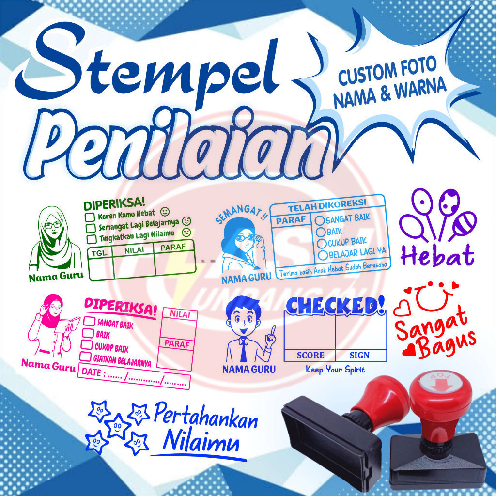 

[Custom Foto dan Nama] Stempel penilaian guru ukuran 27x55mm sehari jadi