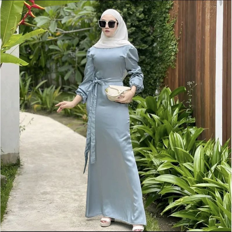 Amalia Dress Satin  SIlk Luxury | Dress Kondangan Gamis Bridesmaid | Gamis Satin Remaja Kekinian | D