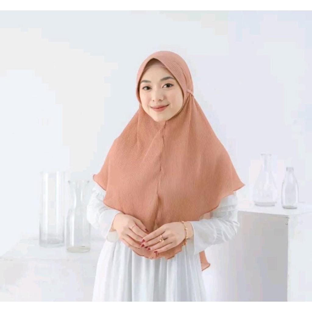 Jilbab Kerudung Fashion Wanita Muslim Hijab Kekinian Murah BERGO MARYAM PLISKET FULL PET TALI DIAMON
