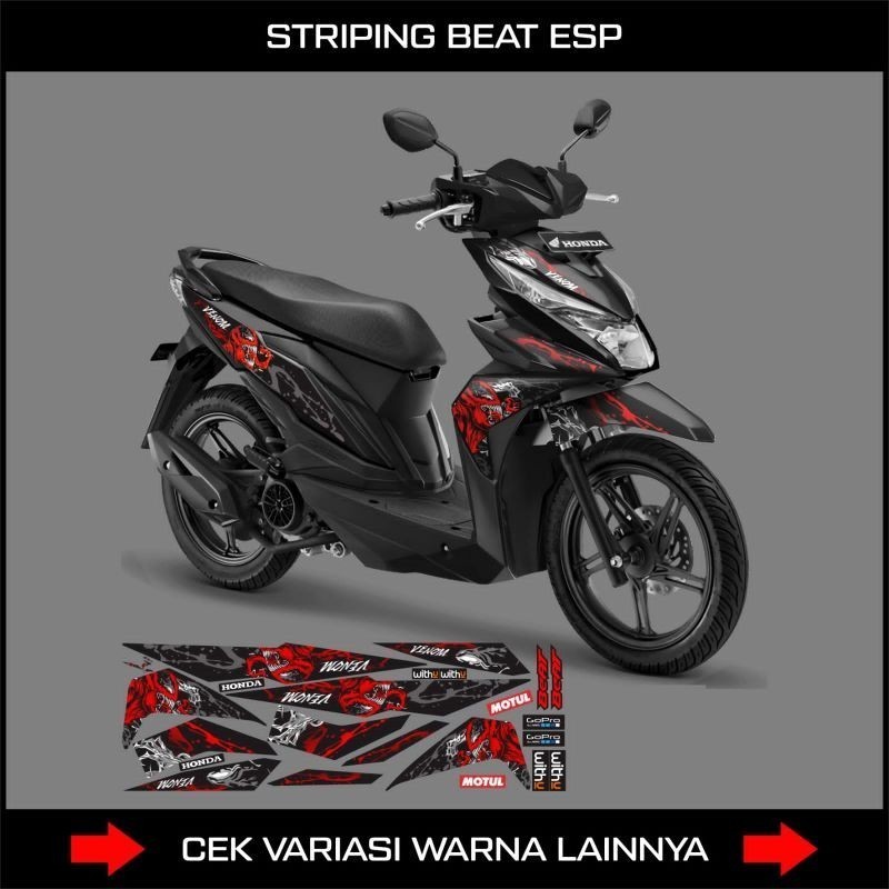 Striping Stiker Beat Esp ,Beat Street Motif Venom / Sticker Motor Beat 110 Esp Tahun 2016, 2017, 201