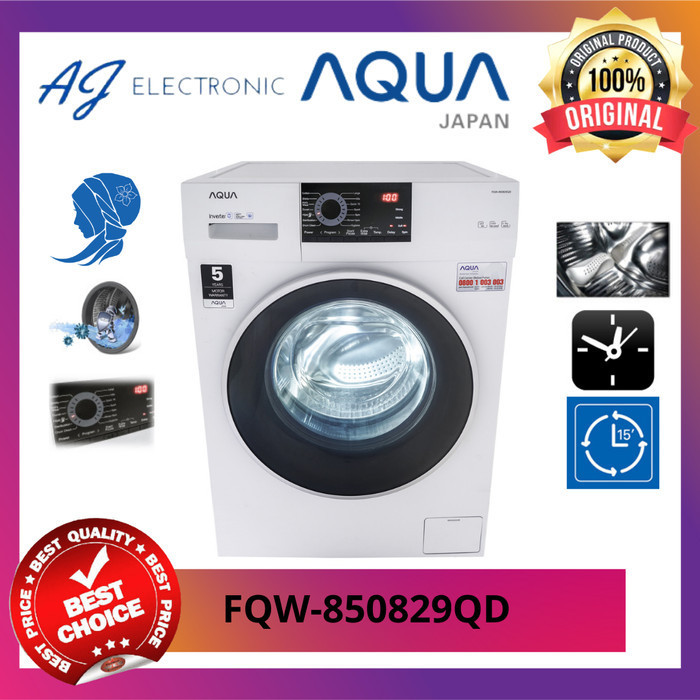 MESIN CUCI AQUA FQW-850829QD / FQW850829QD / FQW-850829 , FRON LOADING