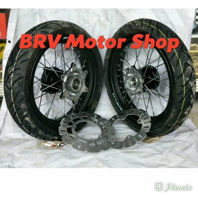 Sepaket velg super moto Honda Crf 150 L Velg Tapak Lebar Velg Ring 14 Full Set Siap Pasang ring 14