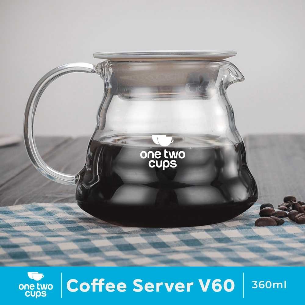 

One Two Cups Coffee Server V60 Drip Pour Over Borosilicate Glass - SE101