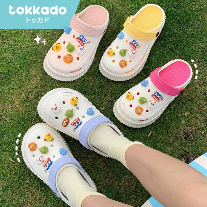 TOKKADO Popio Sepatu Sandal Gunung Karet Tebal Empuk Wanita Karakter Monster Lucu
