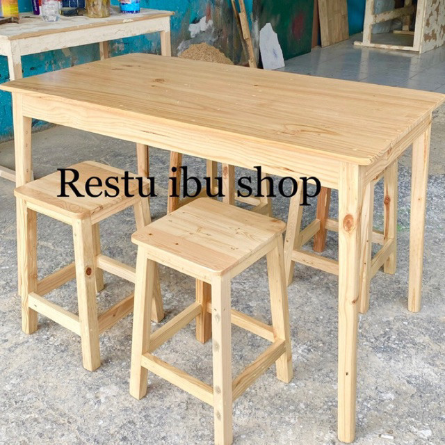 Set meja makan meja kaki bulat