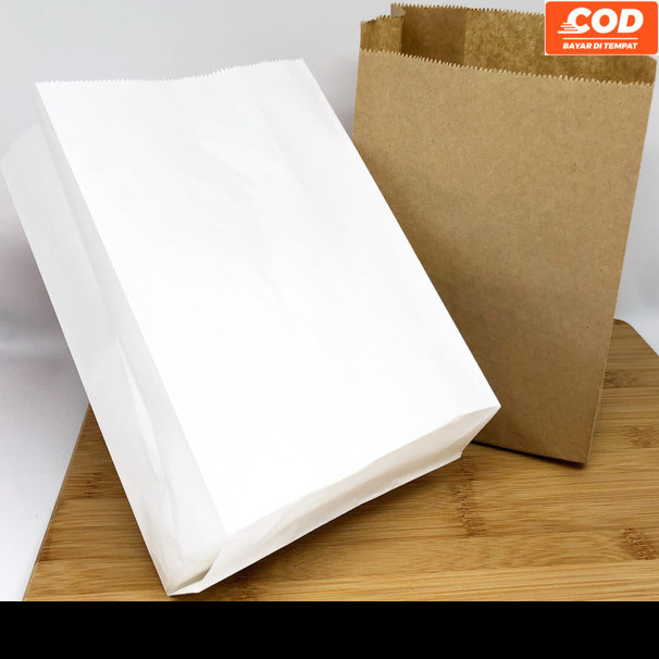 

Paper Bag / Kantong Kertas 15.5 x 11 x 6 - Kantong Roti /Snack/Donat - Putih