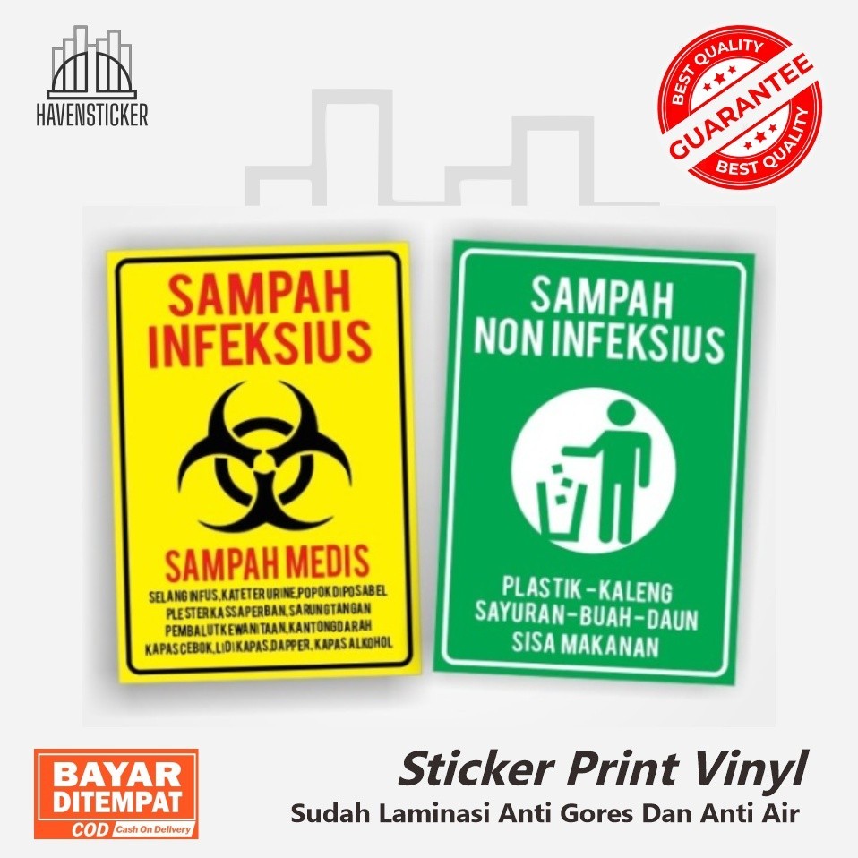

stiker label sign infeksius dan non infeksius - Non Infeksius, Sticker vinyl print laminasi