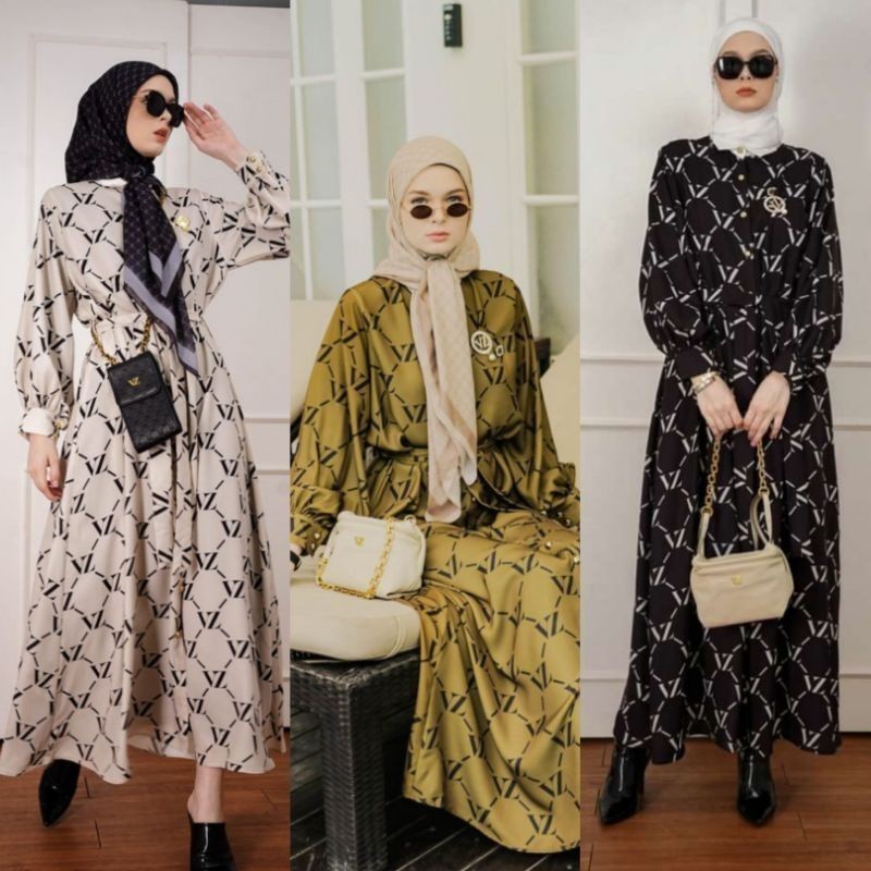PROMO CUCI GUDANG VIVI ZUBEDI VZ MONOGRAM MAXI DRESS