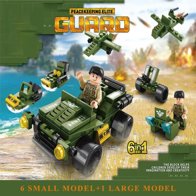 AWKids Mainan Balok Susun Mobil Militer 6 in 1 LEGO 106 Bricks