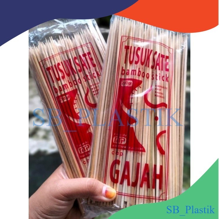 (SB) TUSUK SATE BAMBU PANJANG TEBAL UNTUK SATE AYAM/KAMBING/BUKET (isi 200 gram)