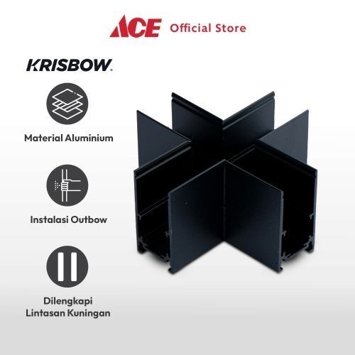 Ace Krisbow Part Konektor Rel Lampu Sorot X High - Hitam Connector Railing Surface Konektor Rel Led 