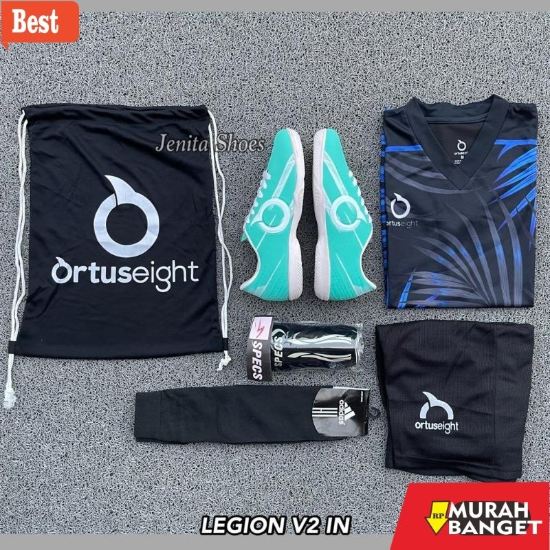 Sepatu Futsal Kekinian Paket Komplit Sepatu Futsal Ortus Legion Aqua Terbaru Bonus Baju
