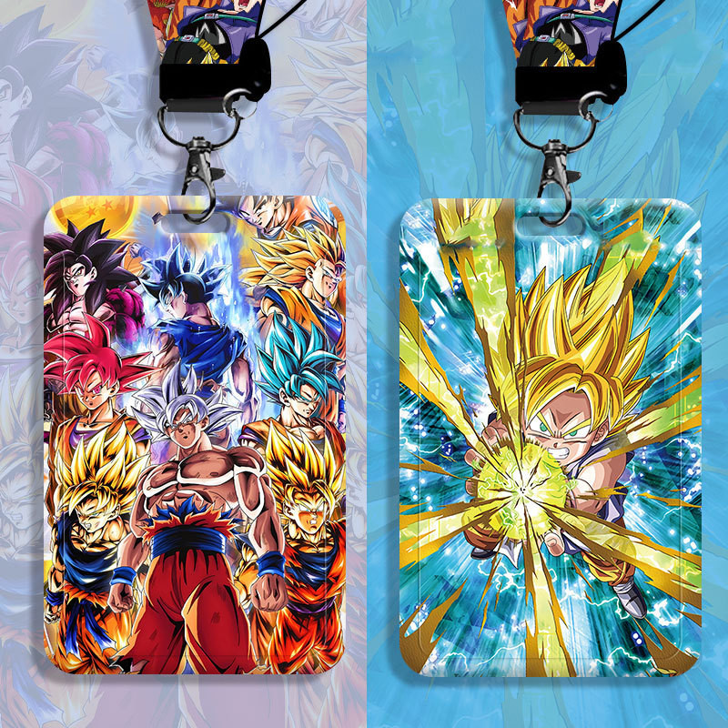 

Card Wallets Anime Print Credential Holder Son Goku Credit Card Holders Keychain Comic Peripheral Badge Holder