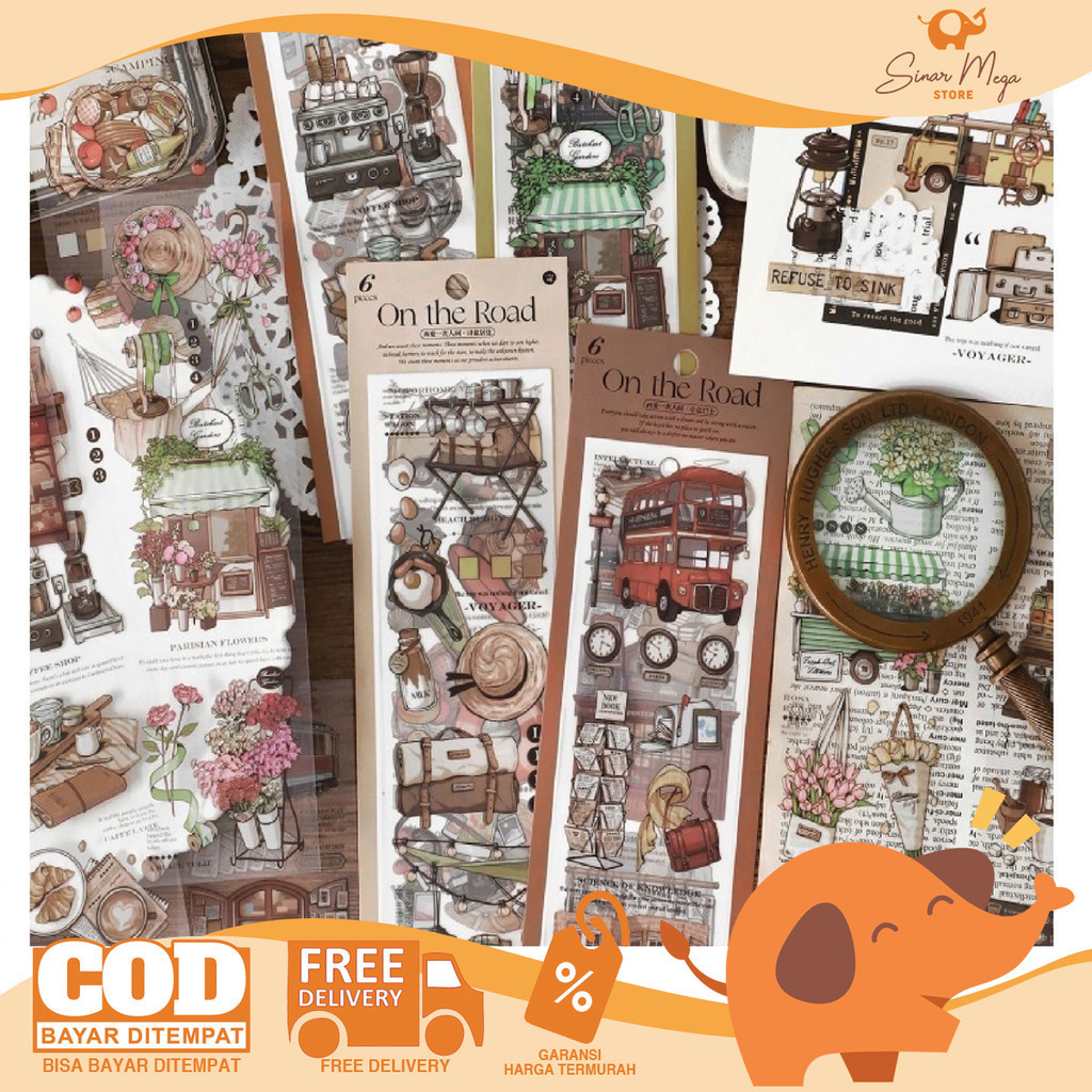 

On The Road European Style Sticker Deco Diary Stiker PET Anti Air Dekorasi Hiasan Jurnal