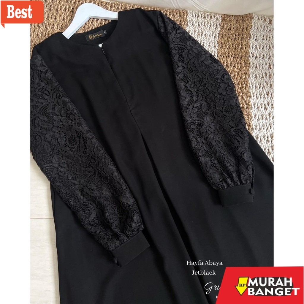 Abaya Turki Kekinian Abaya Jetblack Hayfa | Gamis basic | Abaya Brukat | Griya Musafa