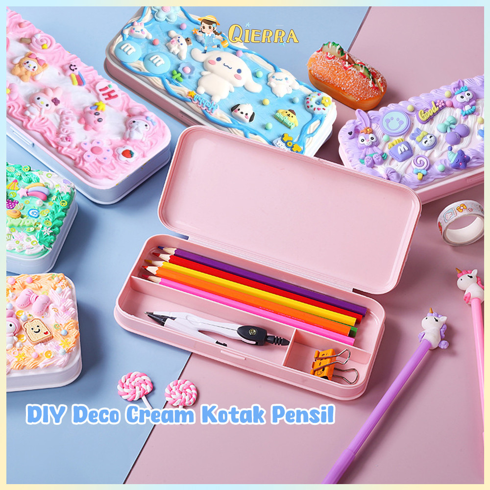 

Qierra Kit Kotak Pensil DIY Deco Cream Kit Set DIY Pencilcase DIY Kotak Pensil Tempat Pensil Menghias