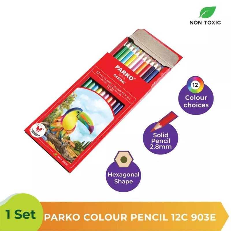 

GROSIRJUJUR PARKO Pensil Warna Panjang & Pendek (ISI 12) Coloring Color Colour Pencils Cerah tidak beracun utk mewarnai anak Sekolah