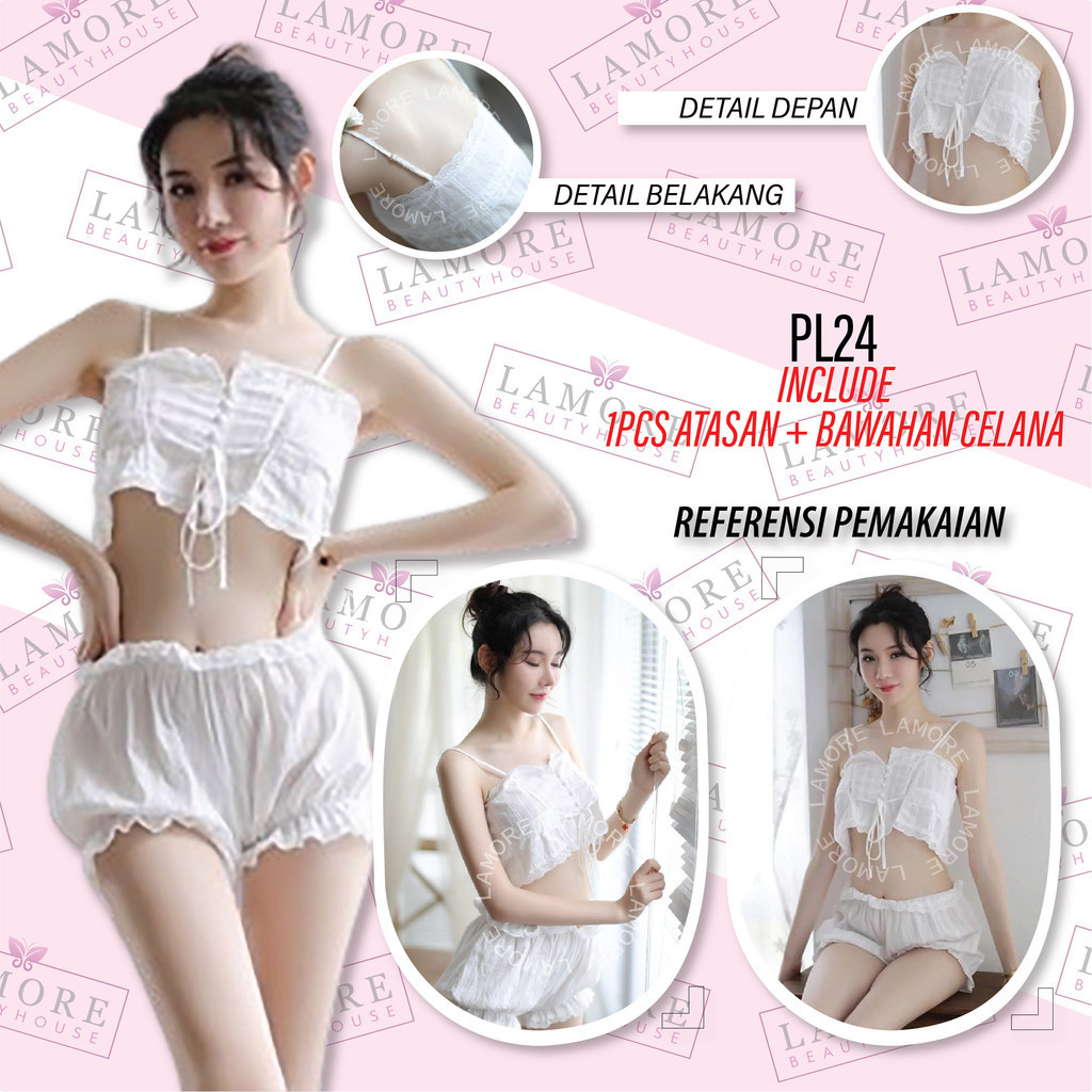 Sleepwear Baju Tidur Seksi Lingerie Wanita Premium Putih PL24