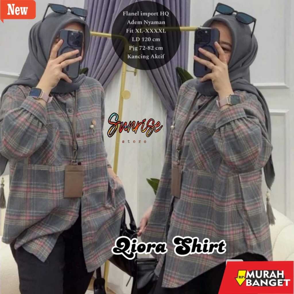 Blouse Wanita Kekinian KEMEJA FLANEL WANITA LENGAN PANJANG JUMBO MOTIF KOTAK KOTAK BAJU ATASAN WANIT