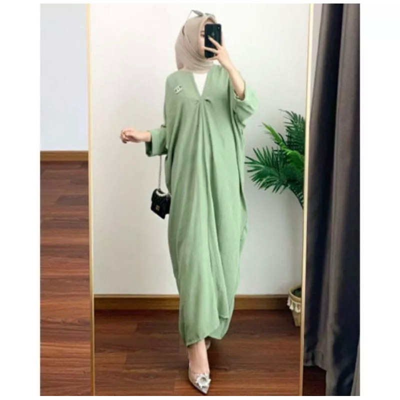 Kaftan Crinkle Airflow Midi Kaftan Gamis Kaftan Kringkel//BAJU WANITA MODEL BARU / MURAH PROMO